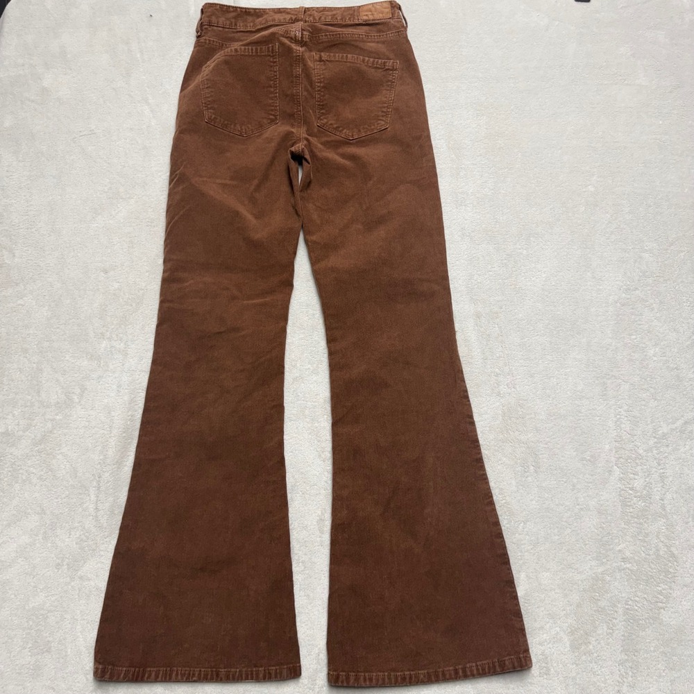 American Eagle Brown Corduroy Flare Pants High Rise Stretch Size 4 Regular - Picture 9 of 14